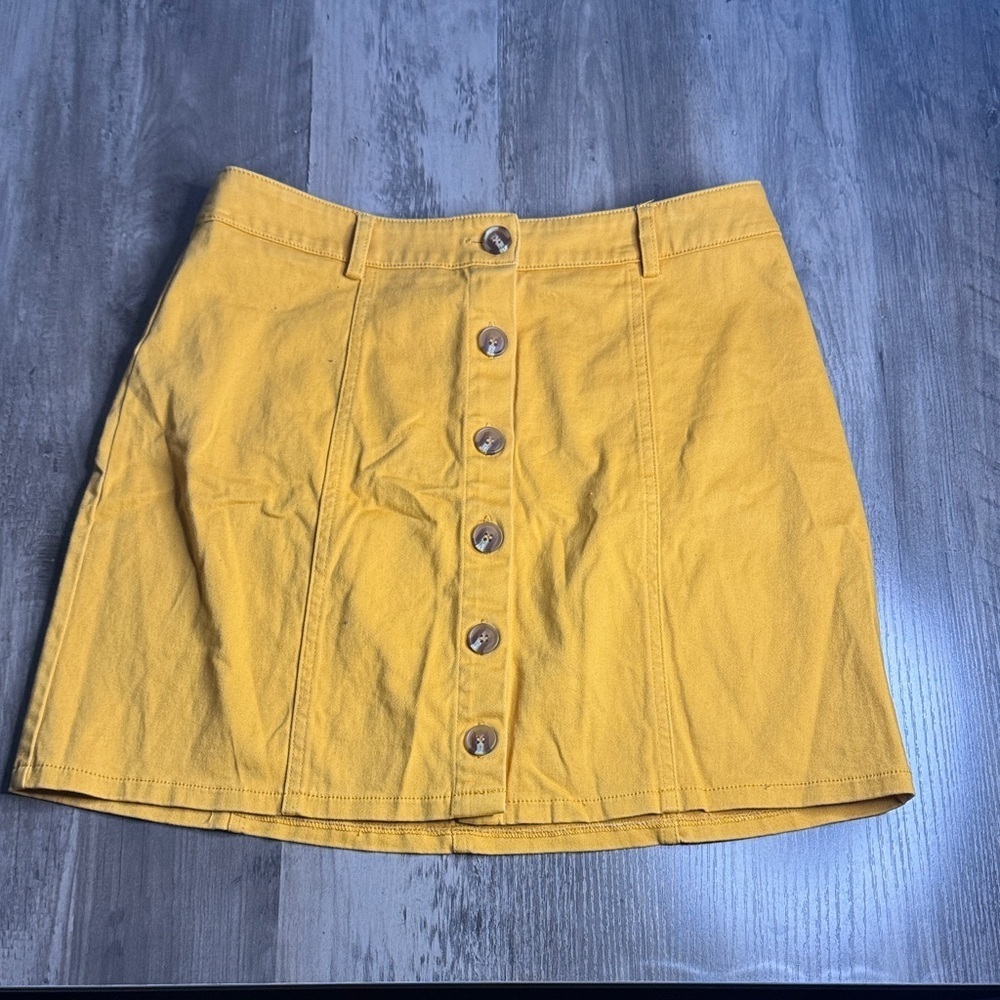 Forever 21 Yellow Button-Up Mini Skirt